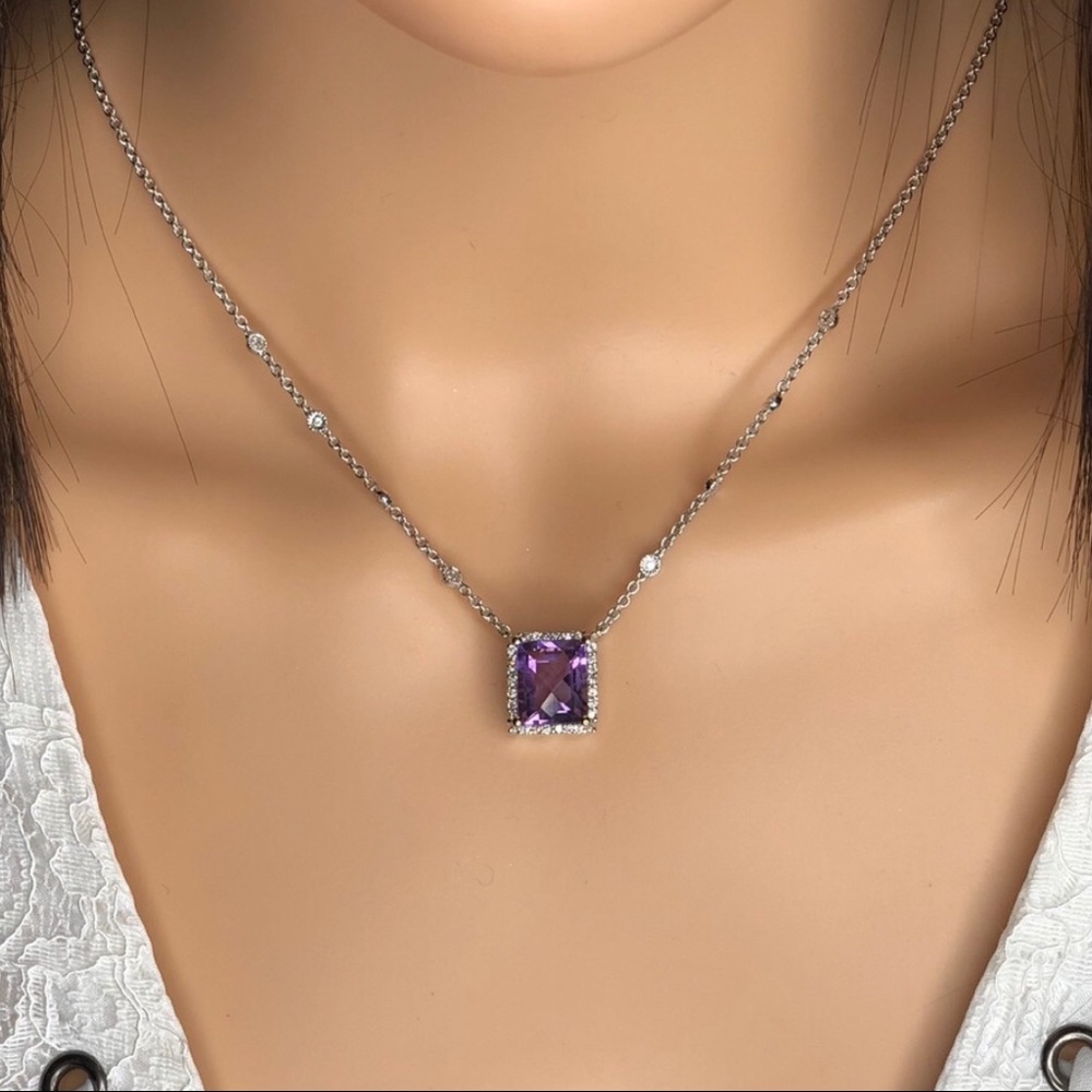 14KT Amethyst Diamond Necklace